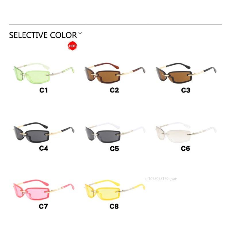 Rimless Y2K Candy Color Sunglasses Metal Small Square Frame Sunglasses Women Men UV Protection Women's Sun Glasses Eyewear