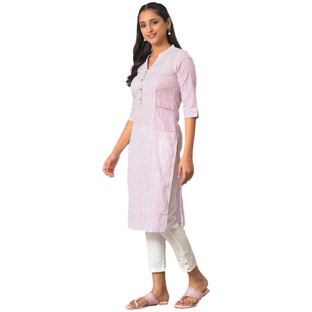Aurelia Purple Solid Cotton Regular Kurta for Women S фиолетовый