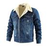 2025 Autumn and Winter Men's Long-sleeved Fleece Thickened Denim Jacket Lapel Large Size Casual Versatile Fashion City