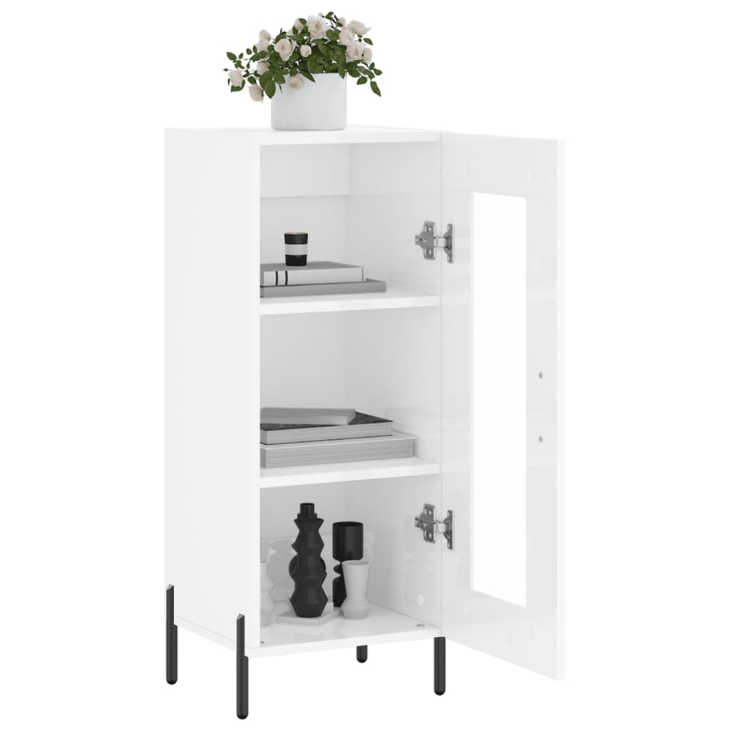 Sideboard High Gloss White 34.5 x 34 x 90 cm Engineered Wood