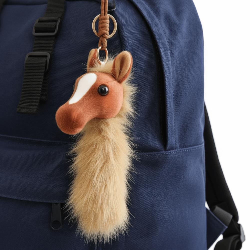 PP Cotton Pony Head Pendant Fluffy Mascot Pony Doll Horse Plush Toy Backpack Decoration