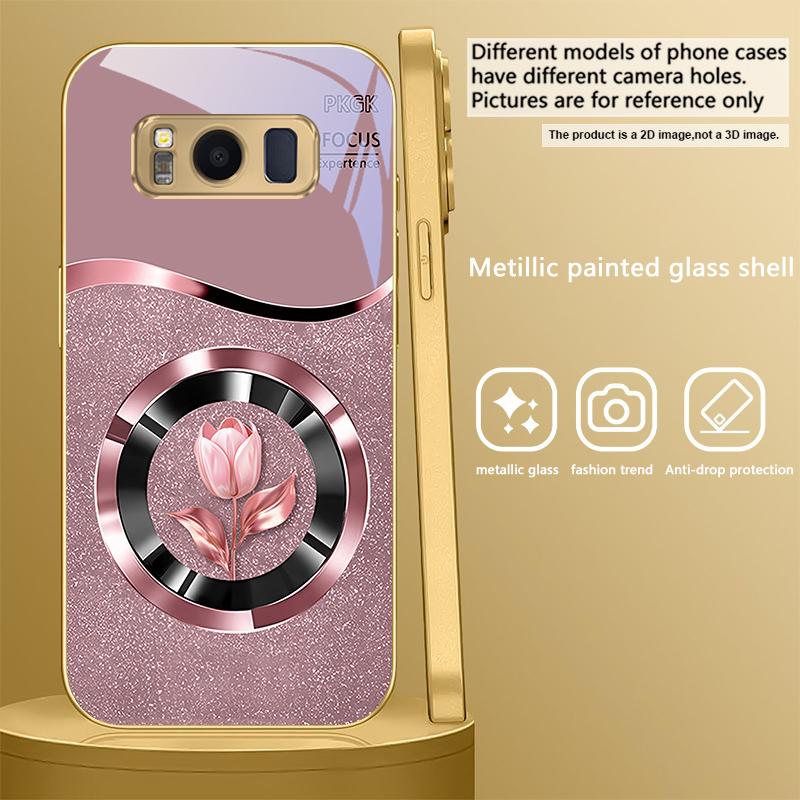 Exquisite flowers For Samsung Galaxy S20 FE S21 S22 Ultra S23 Plus S24 Ultra 25Ultra S21+ S9+ 22Plus Golden glass phone case