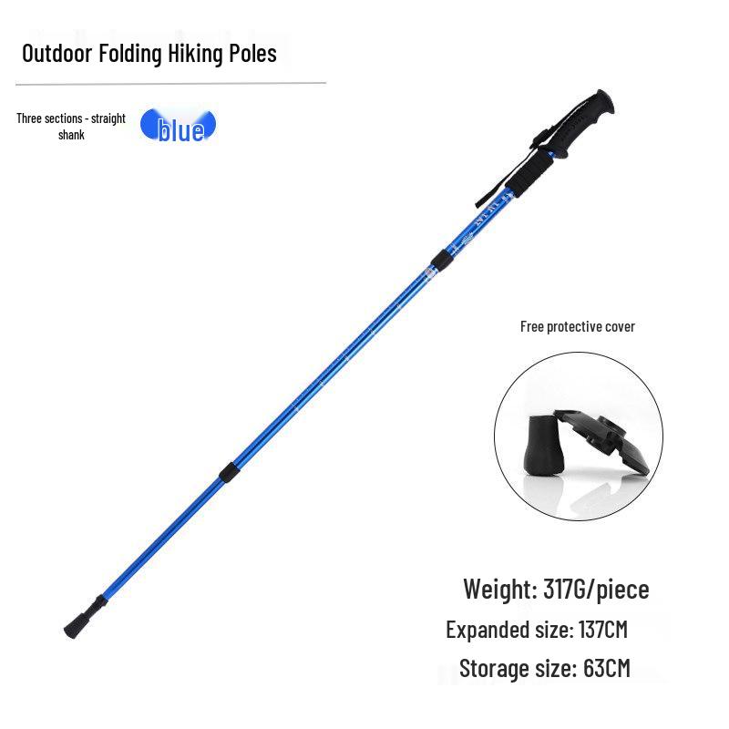Aluminum Alloy Telescopic Hiking & Trekking Poles with Straight, T-Handle, Curved Handles for Skiing, Climbing, and Elderly Use