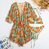 Digital Print Three Piece Drawstring Sexy Bikini Swimsuit Fashion For Summer Vacation