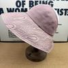 French jacquard empty top hat sun protection hat summer big brim sun hat UV protection foldable travel bucket hat women