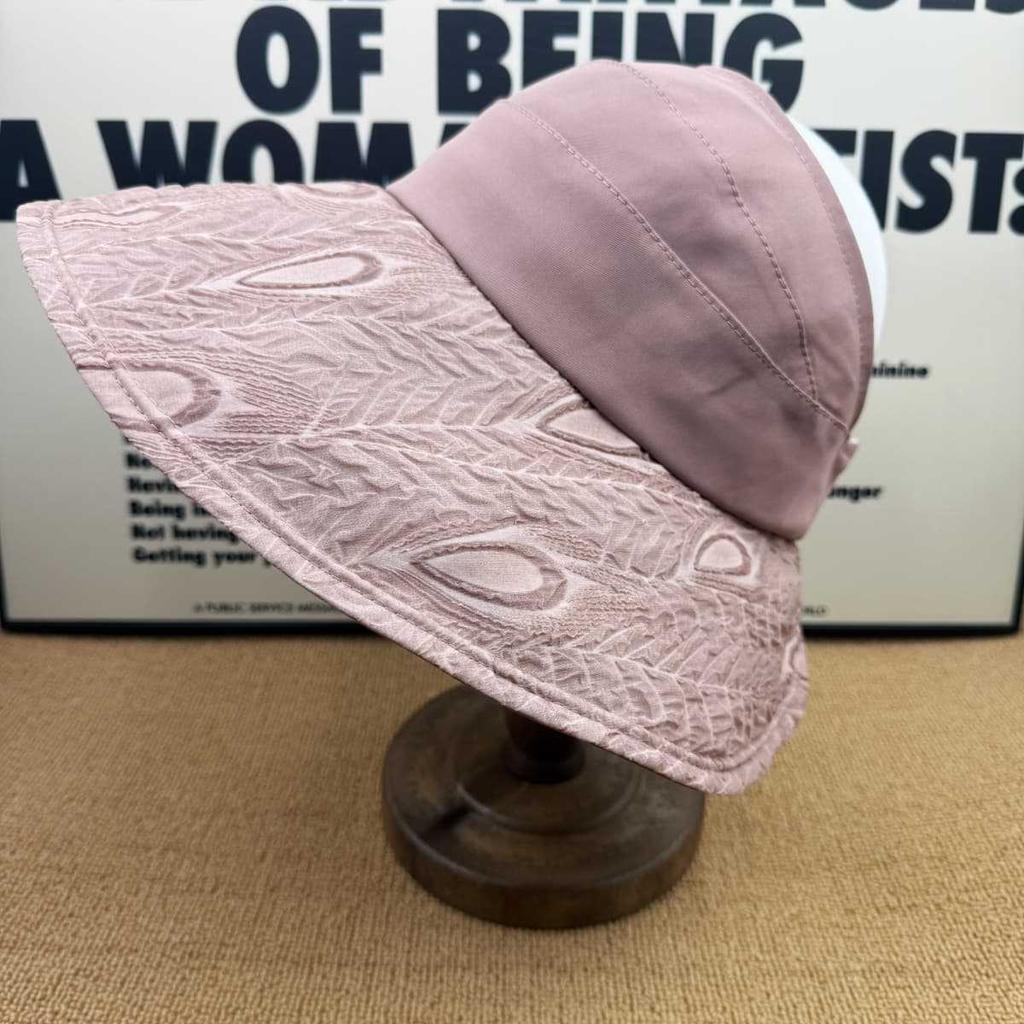 French jacquard empty top hat sun protection hat summer big brim sun hat UV protection foldable travel bucket hat women