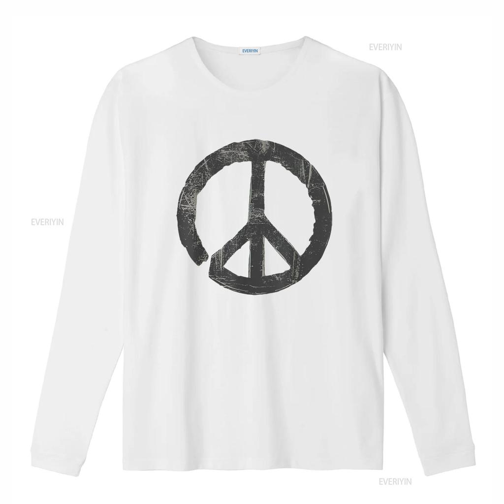 Womens Retro Vintage Distressed Design Peace Sign T Shirt White X Large Vintage Washed Unisex Graphic Breathable Soft
