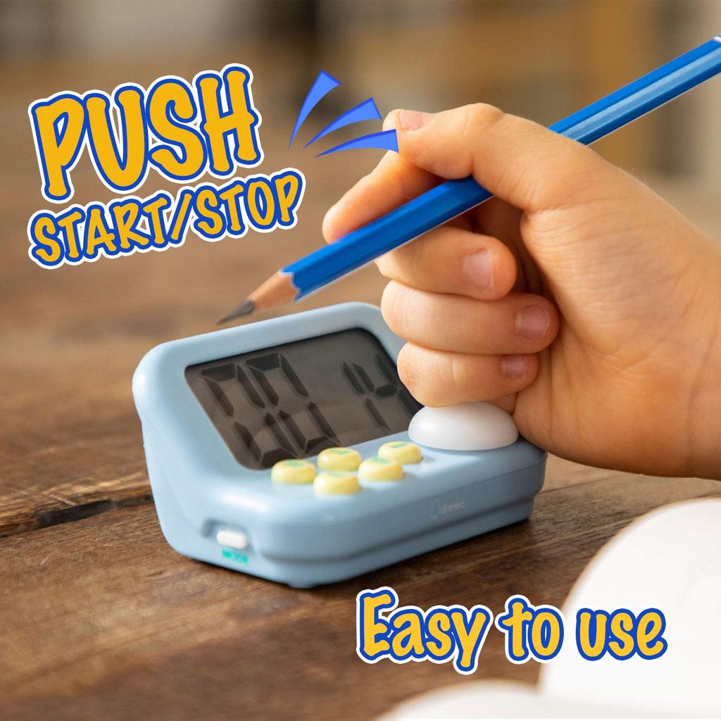 One Digital Timer for Stopwatch with Blue LED Light Beep Large Push Button Mute Lock Blue 2-inch - (Countdown) Kids, (Count Up) & Notifications, &