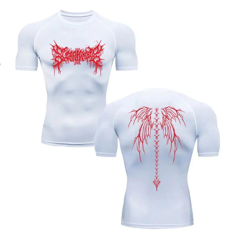 Y2K Compression Tee Shirt Men Fitness Gym Skeleton Sport Running T-Shirt Rashgard Top Quick Dry Short Sleeve T-Shirt for Male
