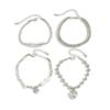 IngeSight.Z 4Pcs/Set Trendy Imitation Pearls Metal Heart Pendant Bracelets Women Luxury Stacked CCB Beaded Bangle Couple Jewelry