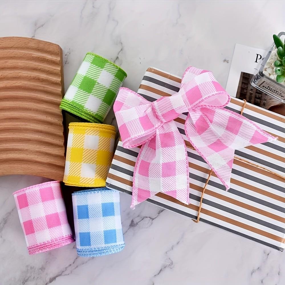 Stylish And Pink White Checked Fabric Ribbon For Unique Event Decorations Crafts And