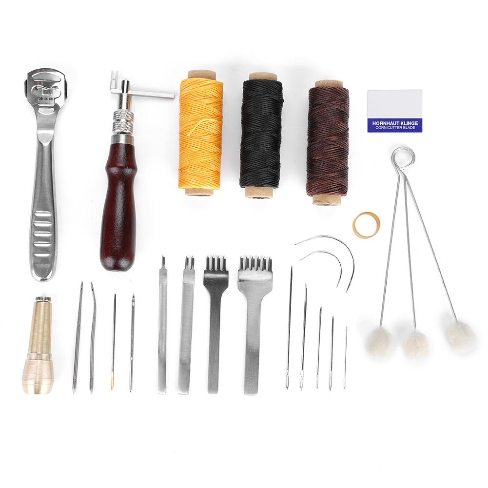 21Pcs Leather Crochet Hook Needles Sewing Craft Tool Set