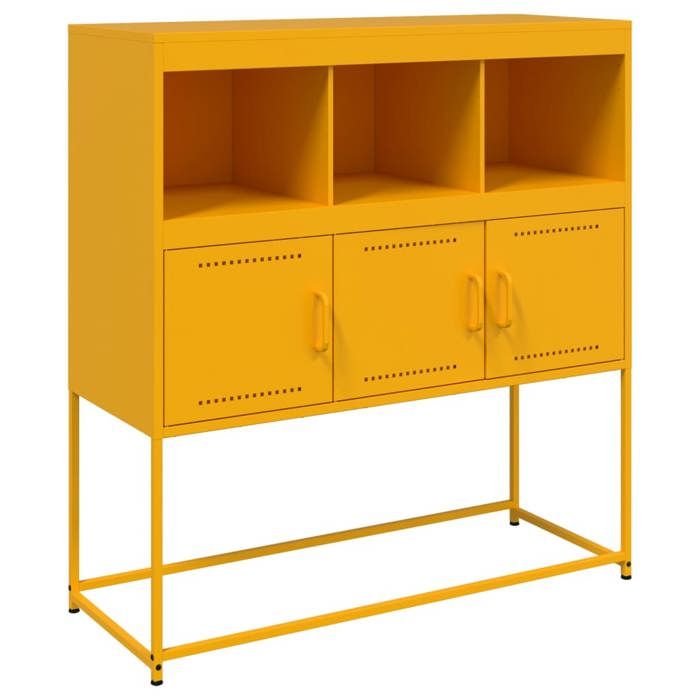 VidaXL Buffet, Armoire avec Compartiments, Placard avec Porte, Meuble de Rangement Chambre Salon Intérieur, Jaune Moutarde 846593