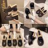 Damen-Lederslipper Herbst und Winter Samt 2025 neue Schneestiefel Retro Einzelne Schuhe Baumwollschuhe Plateau kleine Lederschuhe Kinder