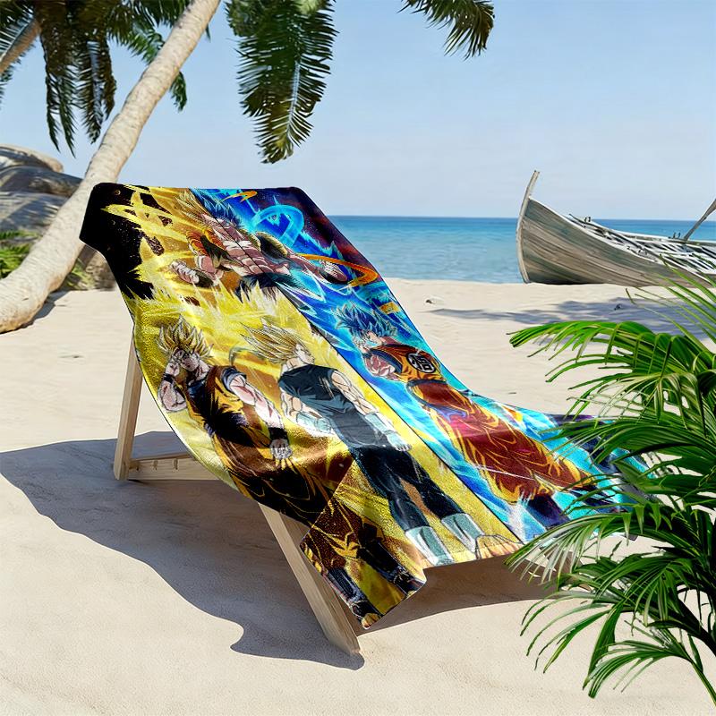 Dragon Ball Super Print Beach Towel, Large Soft Quick Dry Towel for Beach Camping Swimming