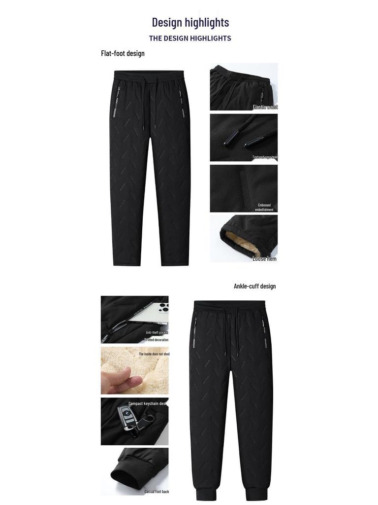 Men's Waterproof, Warm Lamb Fleece Pants - Loose Fit, Plus Size, Straight-Leg, Autumn/Winter Essentials