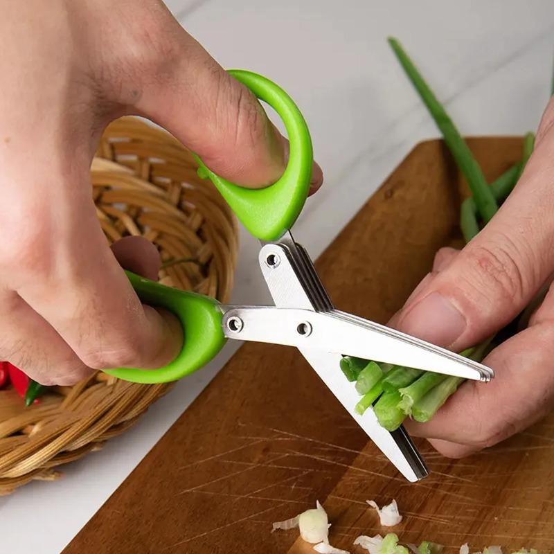 Multi-functional Stainless Steel 3/5 Layer Kitchen Scissors, Pepper Shredded Chopped Scallion Cutter Cut Cooking Tool