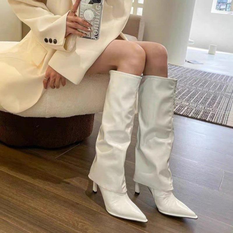 New Pointed Women's Thigh High Boots Fashion Women Knight Boots Side Zipper Western Cowboy Boots Sexy Thin Heels High Heels Boot