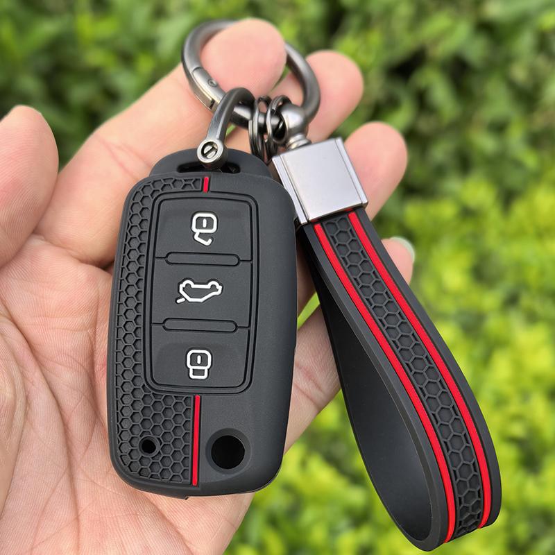 Keychain Silicone Car Key Case Cover For VW UP Polo Golf 6 Passat B5 Touran Caravelle Jetta Caddy Touareg Skoda Fabia Octavia A5