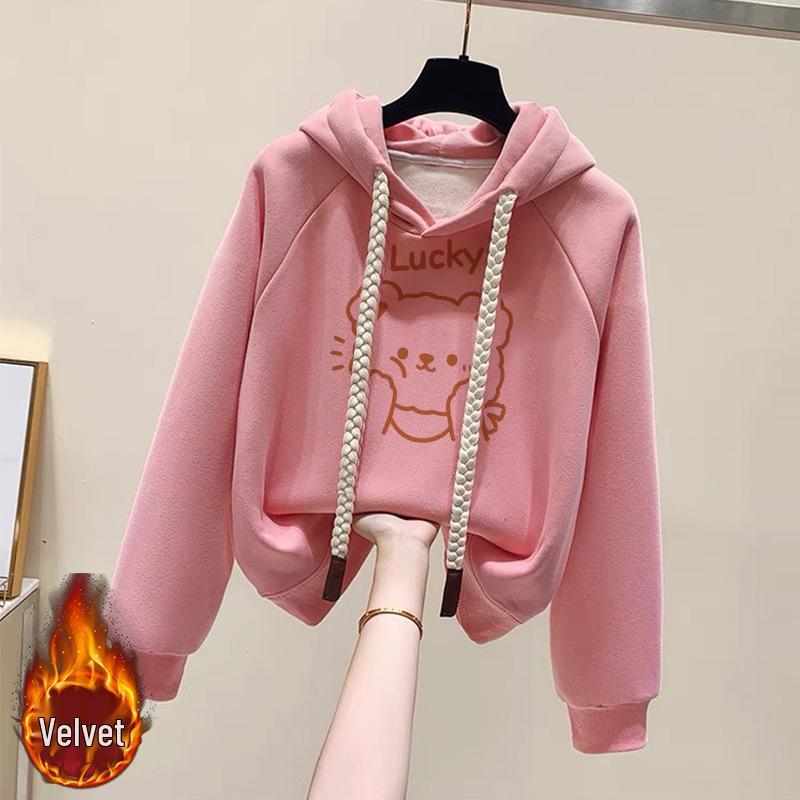 Women's Fleece-Lined Hooded Sweatshirt - New 2024 Petite Winter Dopamine Style