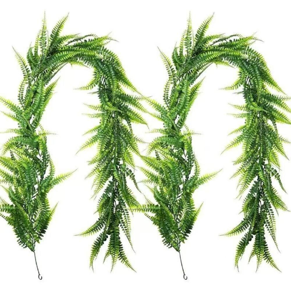 180CM Length Artificial Persian Fern Vines Plastic UV Resistant Faux Boston Fern Garland Realistic Texture Lush Leaves