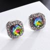 Jewelry Korean Style Women's Colorful Stone Earrings European and American Fashion Four-Prong Earrings