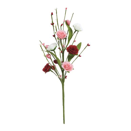 Valentine's Day Artificial Flower Faux Silk Tulip Stem with Pink White Red Heart Berries for Vase Centerpiece Wedding Home Decor
