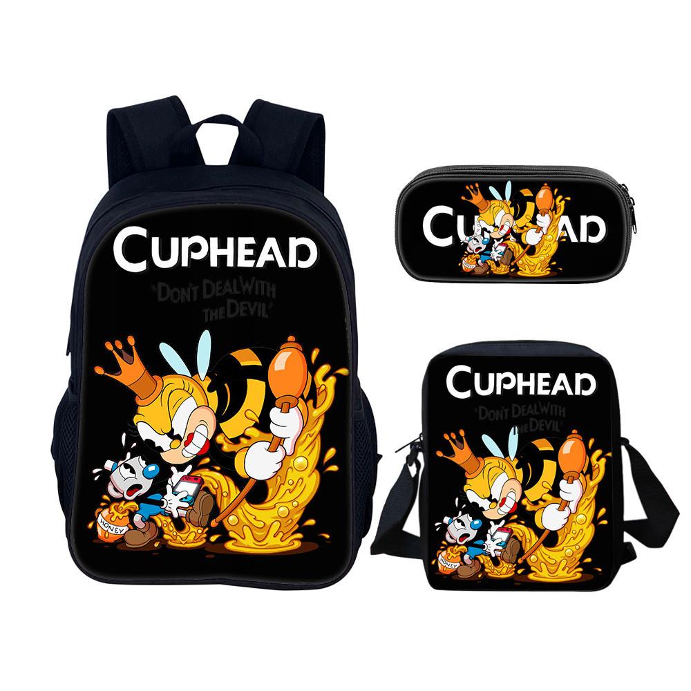 

Cuphead Backpack Set For School And Travel With Nylon Construction And Multiple Compartments Style W