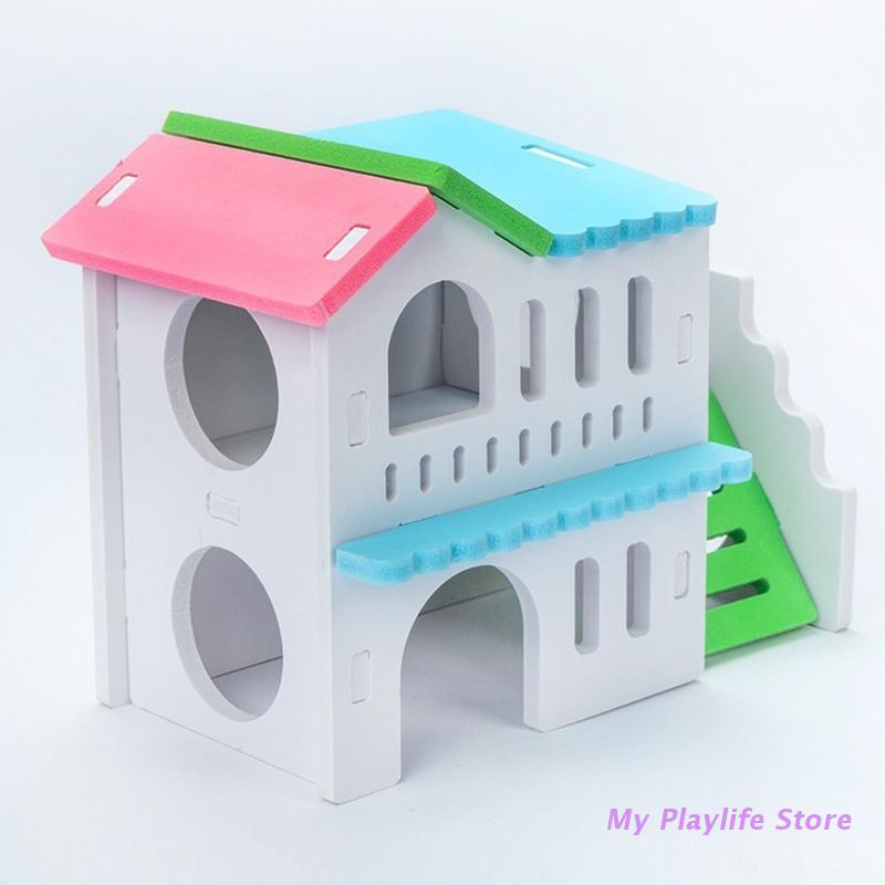 Hamster Wood House Hut Small Animal Rat Mouse Sleeping Nest Wooden Toy Habitats Decor Chinchilla Nest DIY Hideout Hut