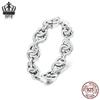Aifle Original Sterling Silver S925 Heart-Shaped Chain Love Ring - Elegant and Fashionable Jewelry