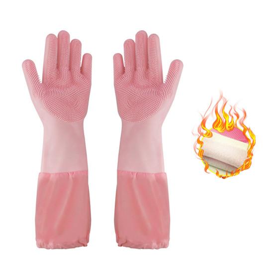 1 Pair Housework Gloves Silicone Cleaning Gloves with Anti-Slip Texture