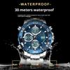 Top Brand New Double Display Electronic Watch Men's Multifunctional Luminous Quartz Waterproof Watch