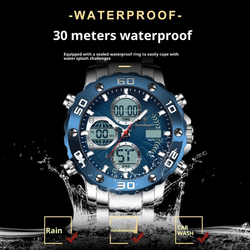 Top Brand New Double Display Electronic Watch Men's Multifunctional Luminous Quartz Waterproof Watch