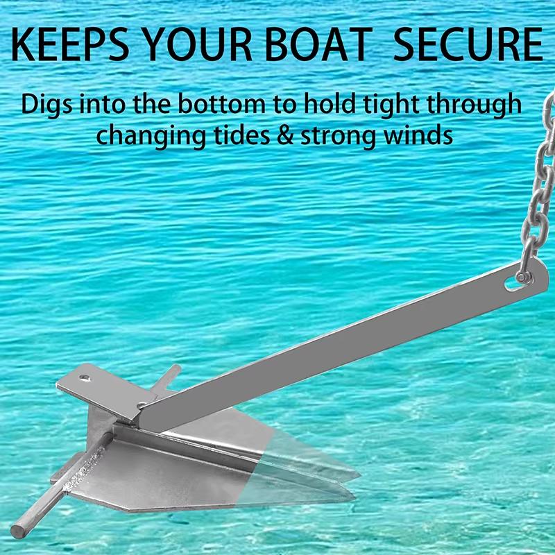 Danforth Anchor Set 6KG Anchor Weight Includes 100ft Fixed Rope/8ft Chain Marine Anchor for Sand, Gravel, and Silt Seabeds