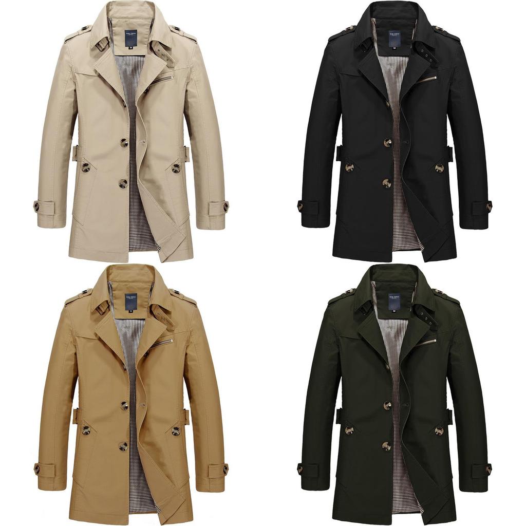 Herren Winter Mittellange Jacke Stilvoller Lässiger Übermantel Mit Reverskragen Und Epauletten-Design