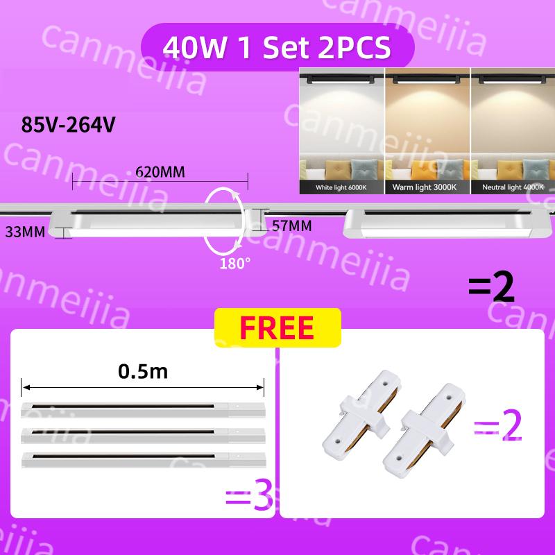 Set Led Magnetic Track Light 110v 220v Track Lamp10W 20W 30W 40W Track Spotlight Lighting Fixture for Home Room Clothing Store