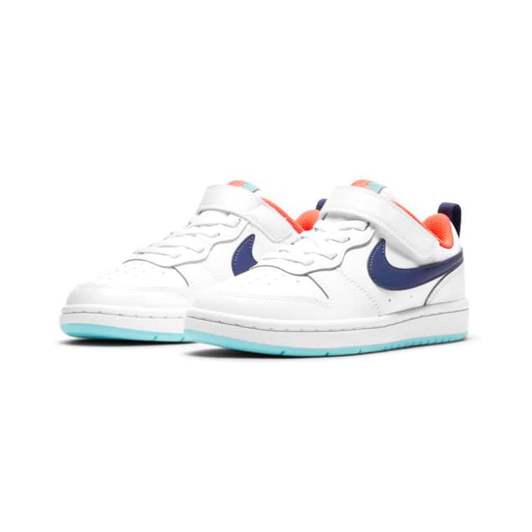 Nike Court Borough 2 Support Low top Kids' Skateboarding Shoes White Blue Orange Children Aged 3 7 Years Old BQ5451-112