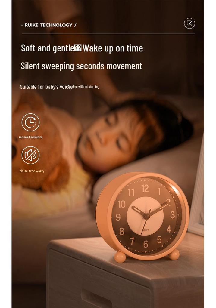 4.5-inch Luminous Silent Metal LED Alarm Clock - Student Bedside Table Clock