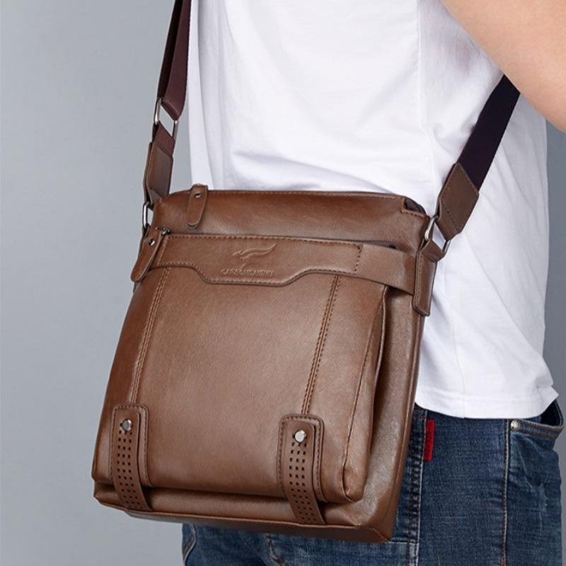 Single-shoulder Bag for Men Casual Crossbody Bag for Business Work and Commuting Soft Leather Men's Bag