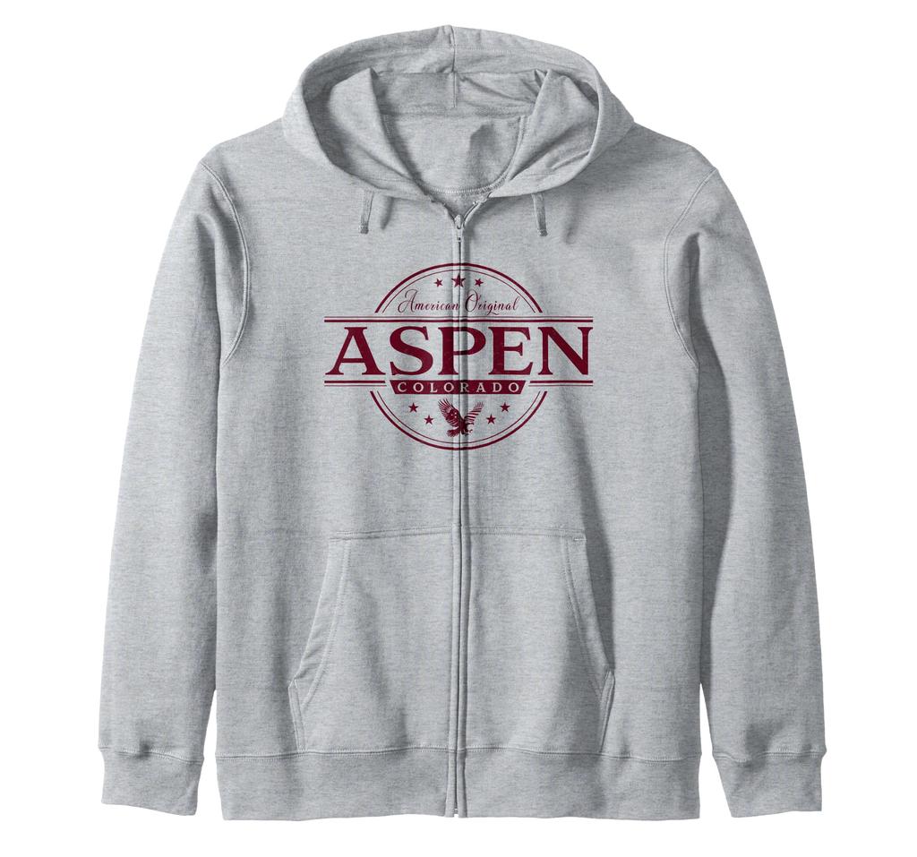 Aspen Colorado - Aspen CO Label Zip Hoodie