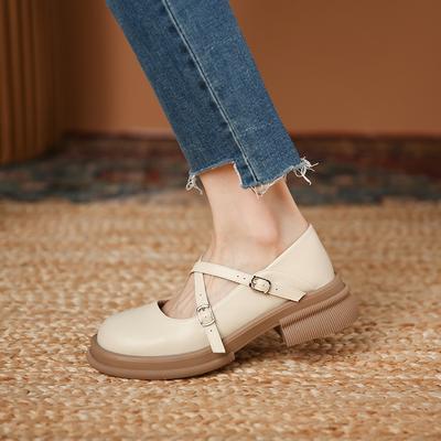 Flat Bottom Mary Jane Shoes Women 'S New Design Niche Round Toe British Style Small Leather Shoes Women