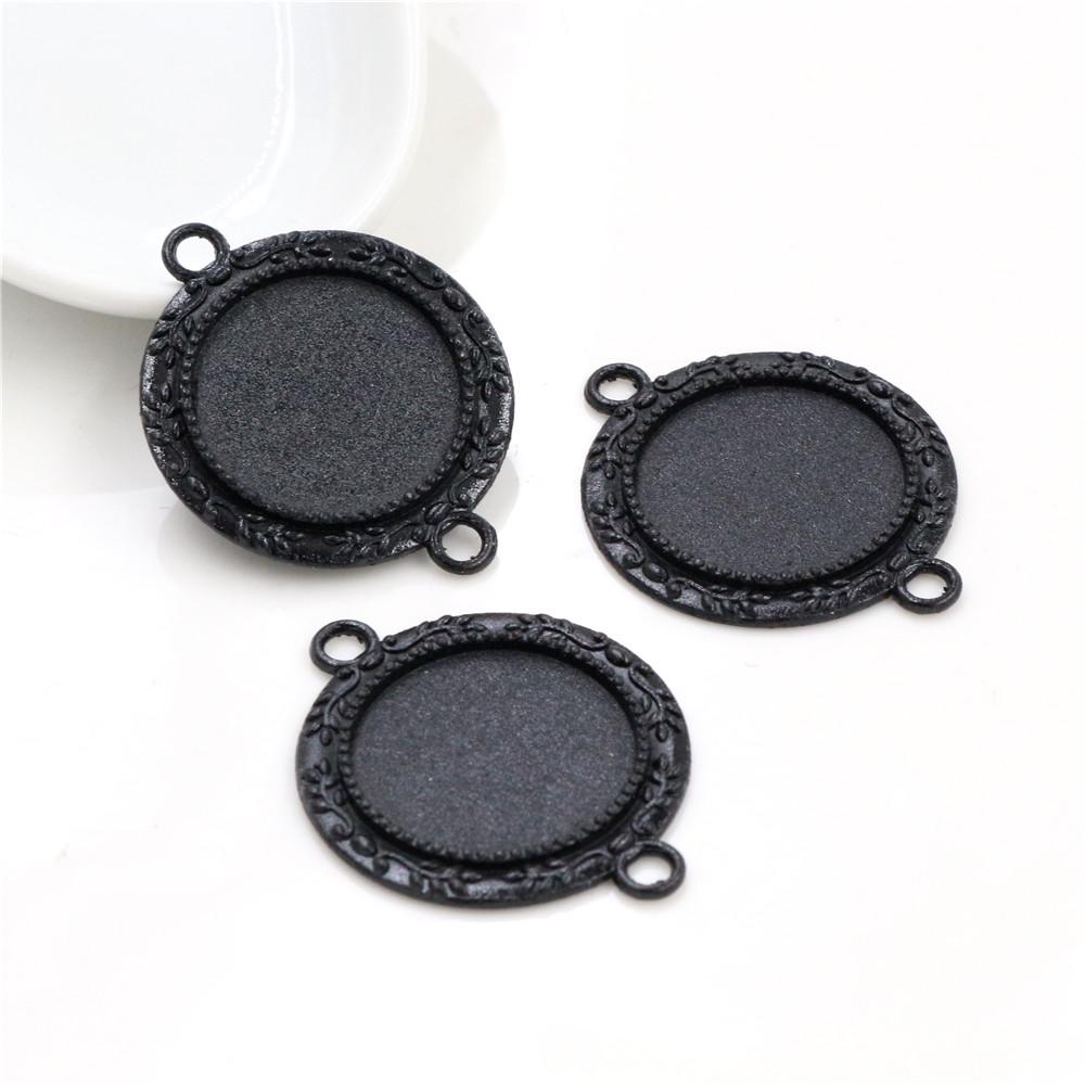 10pcs 20mm Inner Size Antique Silver Plated Bronze Rose Gold Black Classic Style Cabochon Base Setting Charms Pendant