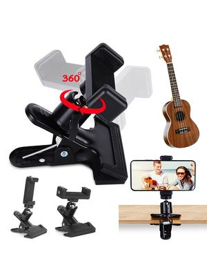 Guitar Head Clip Adjustable Angle Guitar Head Phone Holder Multifunctional Guitar Head Phone Mount for Home Music Recording