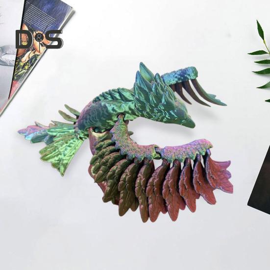 3D Printed Phoenix Figurine Movable Joints Colorful Bird Figure Articulated Animal Model Fidget Toy Home Office Desktop Decoration Ornament