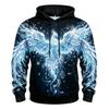 Erkek Ateş Anka Kuşu Alev Duman Tam Baskılı Kapüşonlu Sweatshirt Cadılar Bayramı Gotik Uzun Kollu Kazak Cosplay Partisi İçin