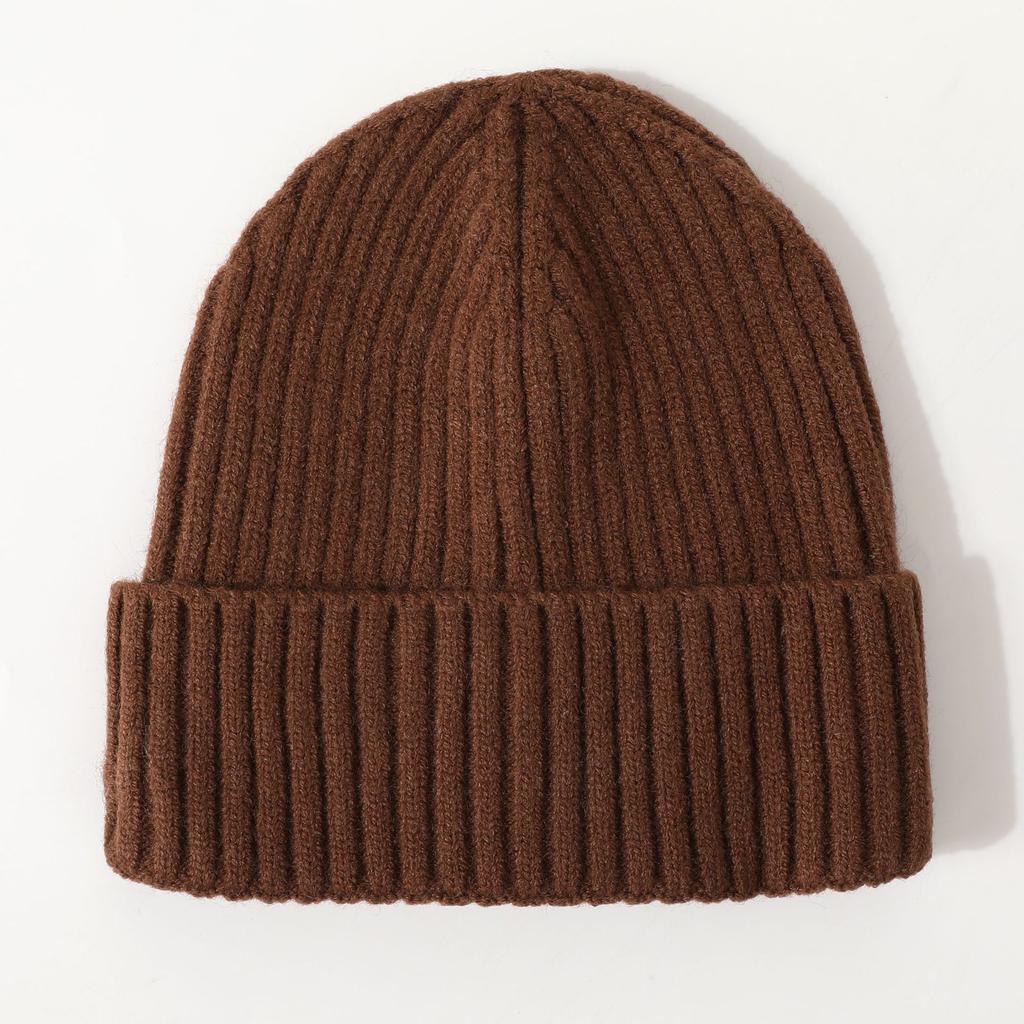 Winter Women's Knitted Hat Black Thickened Warm Hat Fashionable Versatile Knitted Wool Hat Autumn and Winter New Style