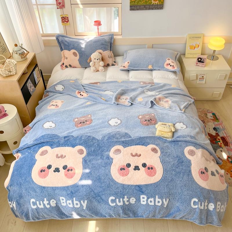 Cartoon Cute Bear Throw Blankets Super Soft Fluffy Lightweight Comfortable Flannel Couch Bed Blanket for All Season Kids Gifts