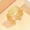 Elegant Retro Cable Knit Open Adjustable Stainless Steel Ring for Women