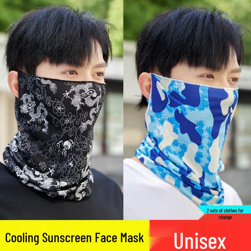 Eisige Seide Sonnenschutz Gesichtsmaske für Männer - Vollständiger Hals- und Gesicht-UV-Schutz für Outdoor-Radfahren