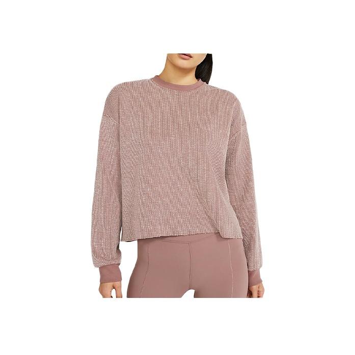 

Nike Yoga Повседневная футболка-пуловер с круглым вырезом и длинными рукавами, женские топы, дымчато-серый, фиолетовый, красный, CU6339-298 M